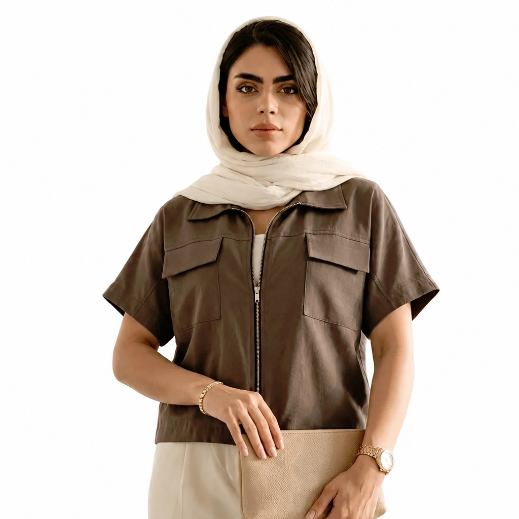 وست زنانه سیلک کراپ مدل ساوانا